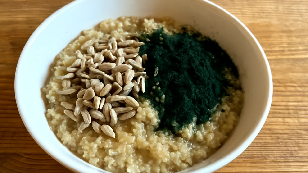 Porridge de quinoa aux graines de tournesol et spiruline"
