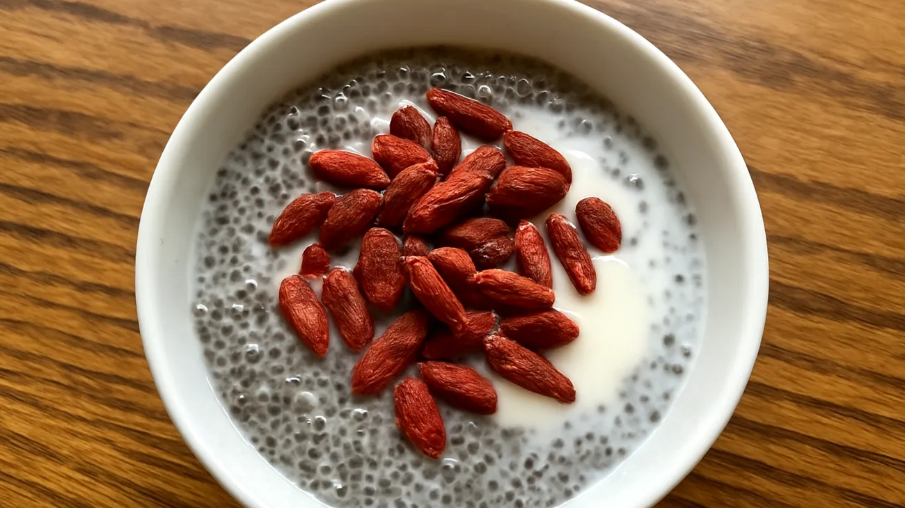 Pudding de graines de chia aux baies de goji et lait d'amande"