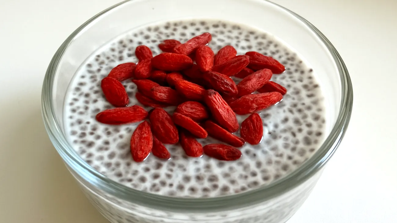 Pudding de graines de chia aux baies de goji et lait d'amande"