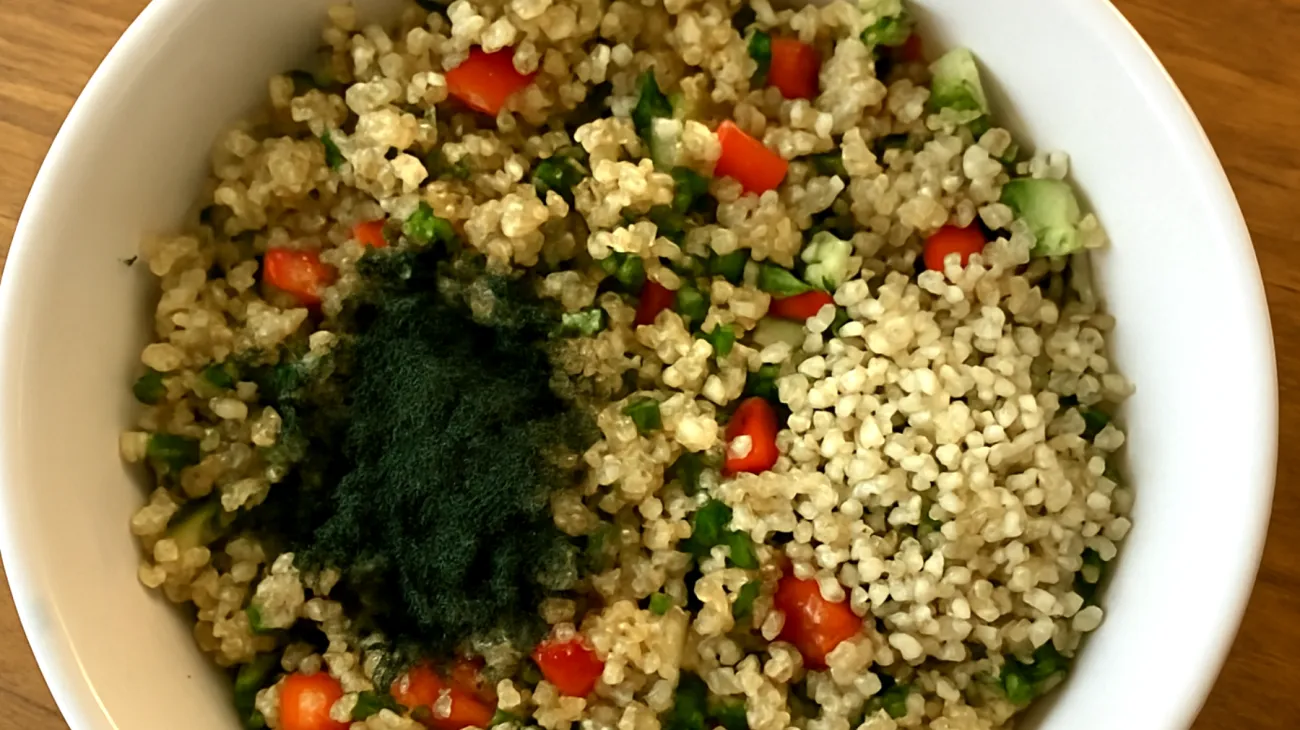Salade de quinoa germé aux graines de chanvre et spiruline"