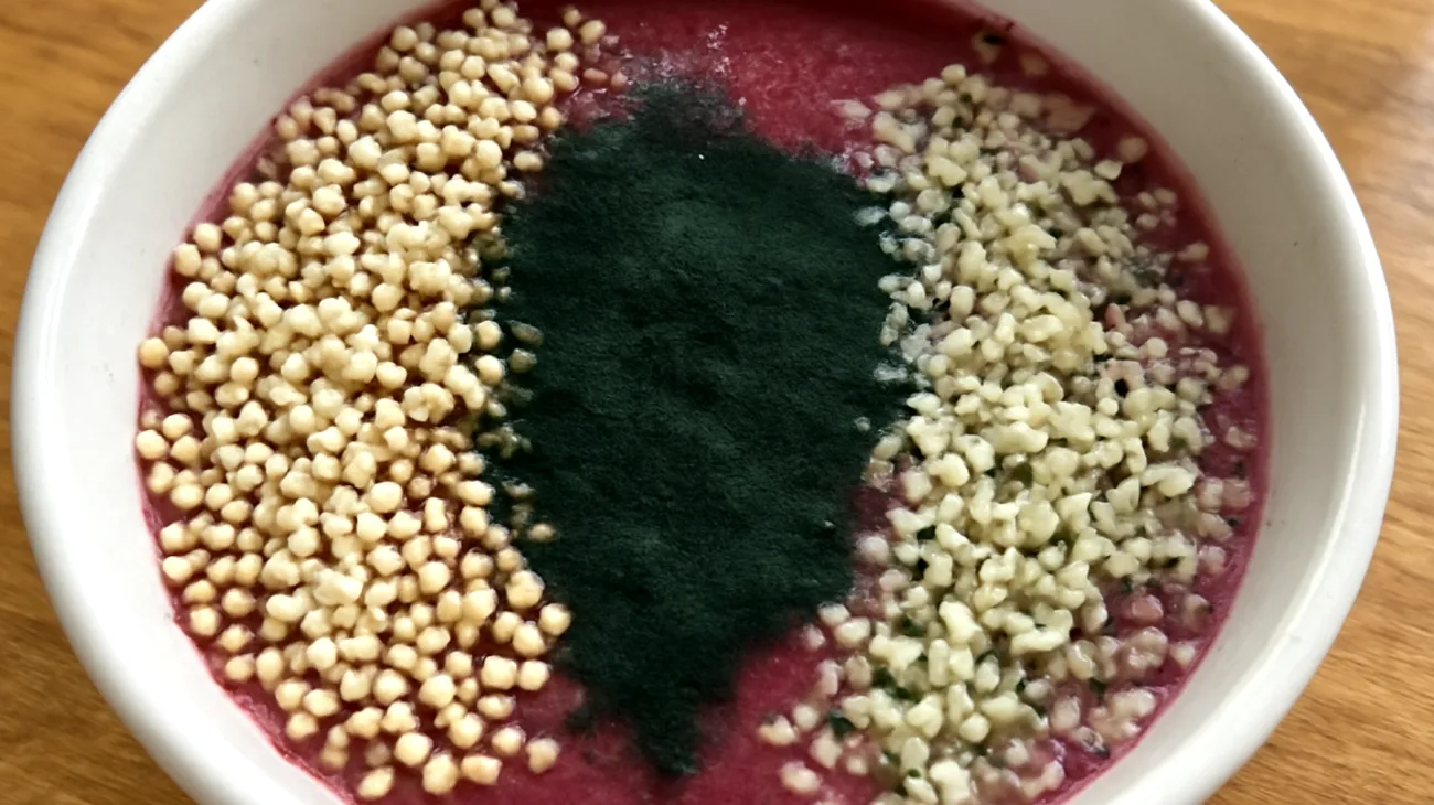Smoothie bowl au quinoa soufflé, spiruline et graines de chanvre"