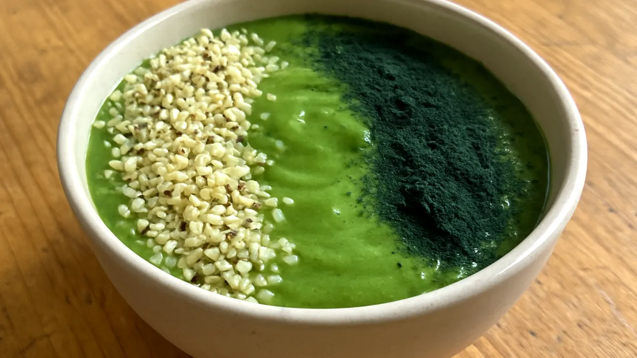 Smoothie bowl aux graines de chanvre et spiruline"